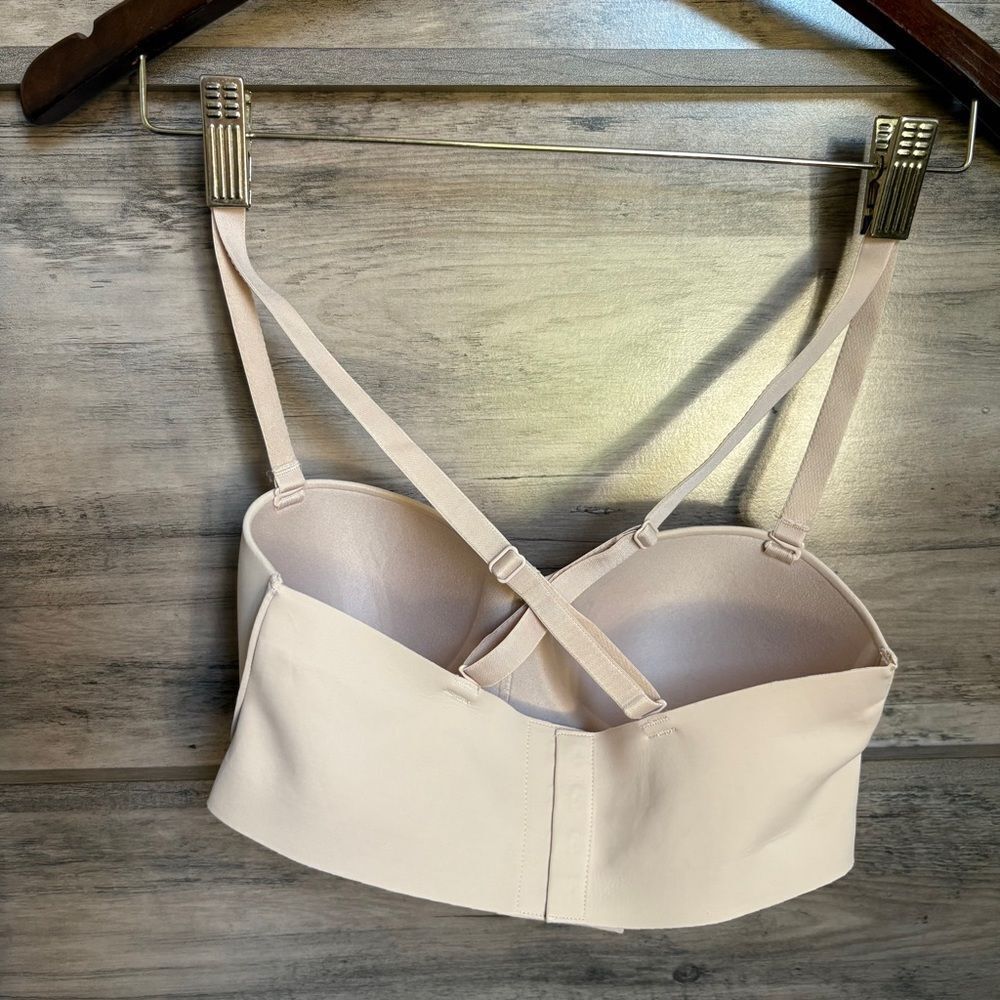 Maidenform Cream Tan Strapless Bra Removable Straps 4 clasps Women's S